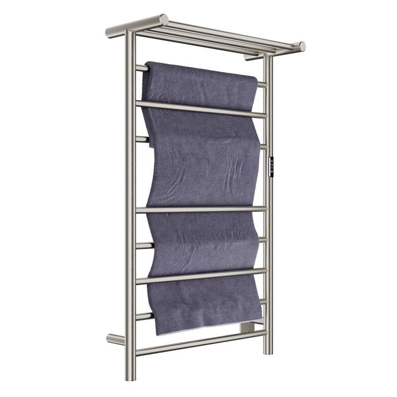 Brushed Nickel 8-Bar Wall Mounted Electric Towel Warmer