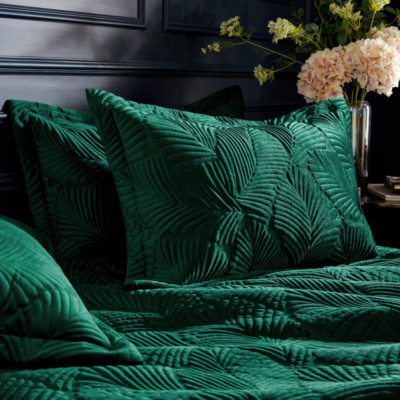 Polyester Floral Duvet Cover Set with Pillowcases Included, Emerald, Super King - 2 Standard Pillowcases