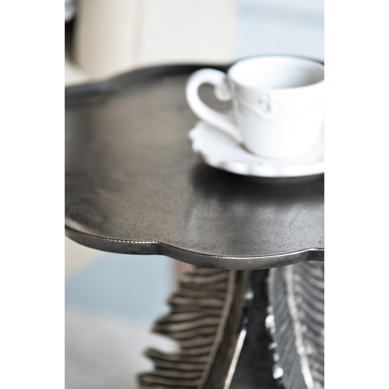 Aluminium Leaf Pattern Side Table With Silver Antique Elegance Captivating Appeal