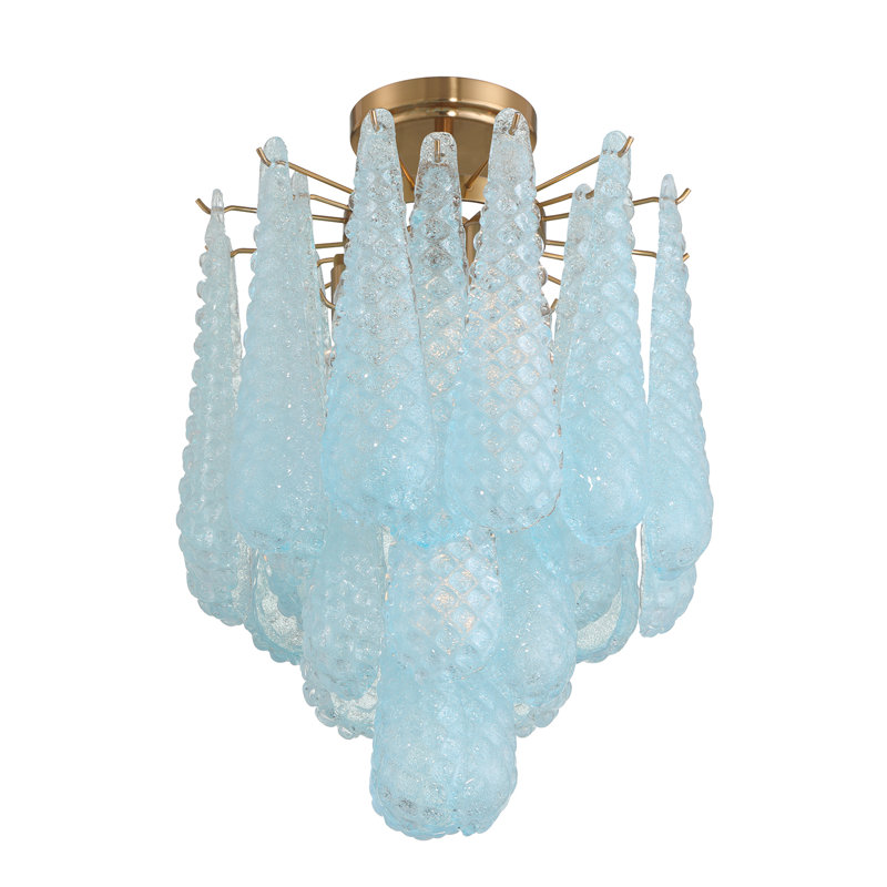 Hamrah 4 Light Aged Brass Semi Flush Mount, Blue