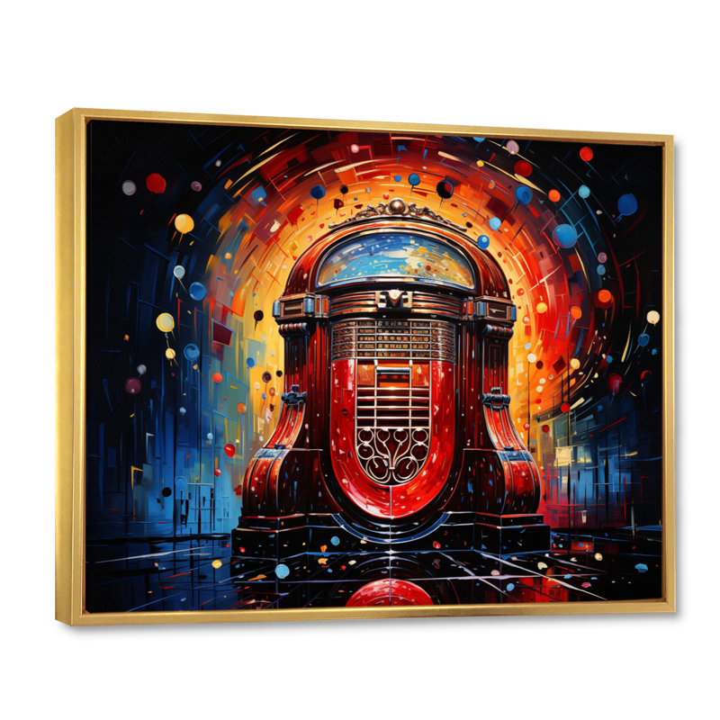 Jukeboxe Popart Rhythm Reflections I - impression, H 24 po x l 32 po x P 1 po, Cadre flottant doré