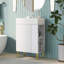 Meuble-lavabo 21,6 po, armoire combinée, meuble de rangement pour salle de bain, lavabo simple en céramique, rangement à droite-1004266509
