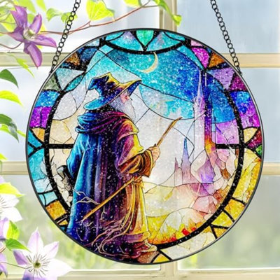 Attrape-soleil de sorcière de 8 po, ornement en vitrail, attrape-soleil pour accrocher des fenêtres, décor de fenêtre, extérieur ou intérieur, cadeaux pour les amis