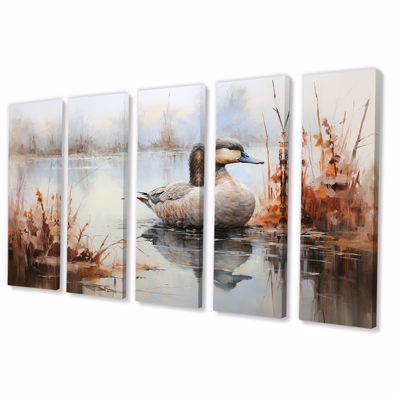 Décoration murale 5 pièces Misty Marsh Duck III - Canard, H 28 po x l 60 po