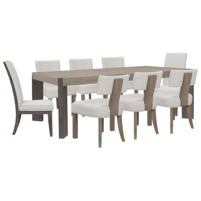 Inzillo Leg Dining Table With 6 Klismos Dining Chairs 2 Upholstered Side Chairs