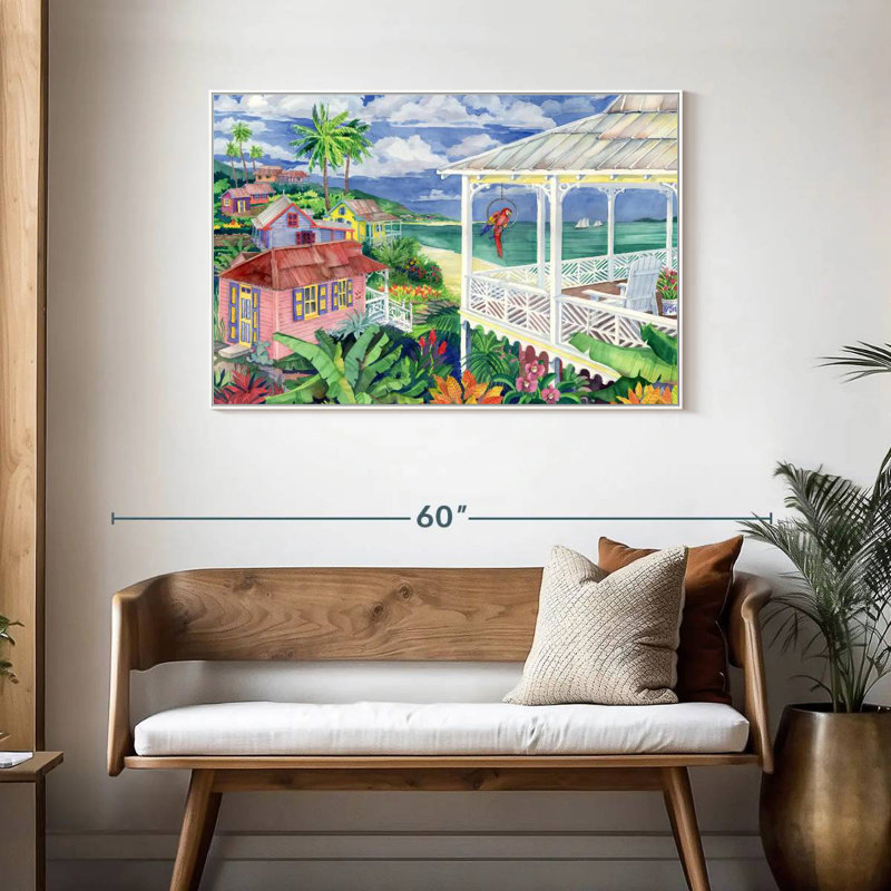 Baie Caribe, Cadre flottant blanc, 43 po x 29 po