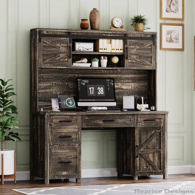 Farmhouse Executive Desk with Hutch