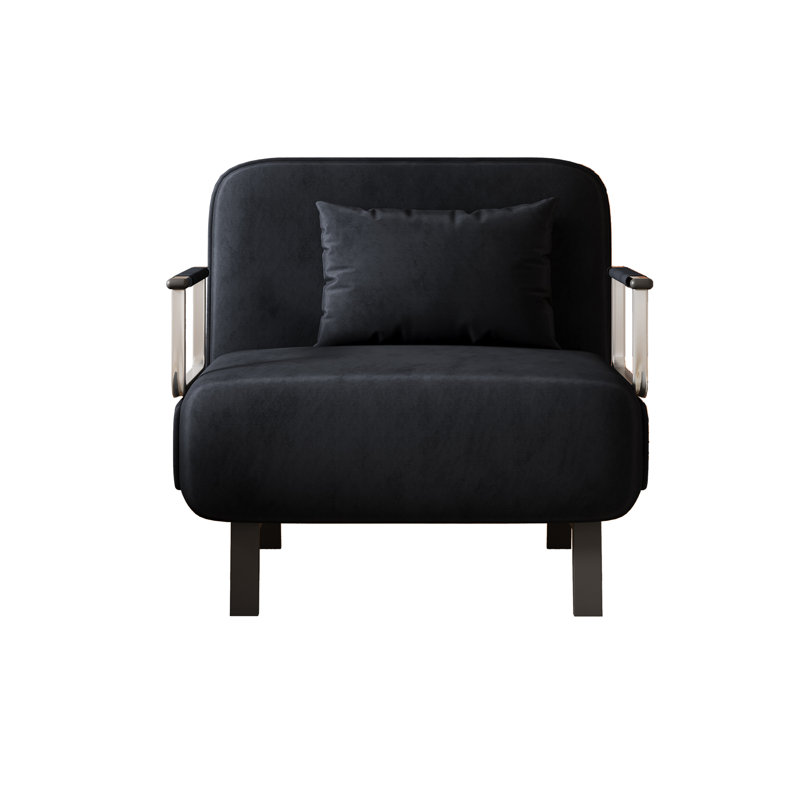  "31.5" convertible chair bed with adjustable backrest, tri-fold sofa bed with steel frame & pillow"