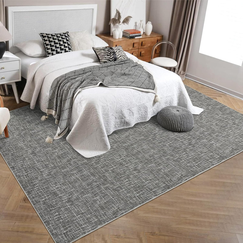 2x6 Runner Rug Washable Runner Rug Modern Abstract Runner Mat Hallway Contemporary Solid Rug Non-Slip Foldable Aesthetic Accent Floor Carpet Grey