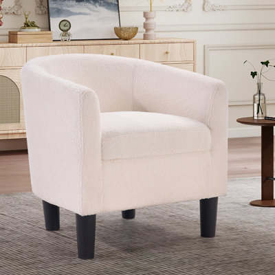 25.2" W Classic Soft Teddy Upholstered Barrel Accent Chair