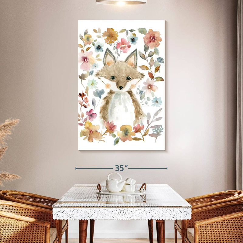 Brampt fleurs et amis renard, H 51 po x l 34 po