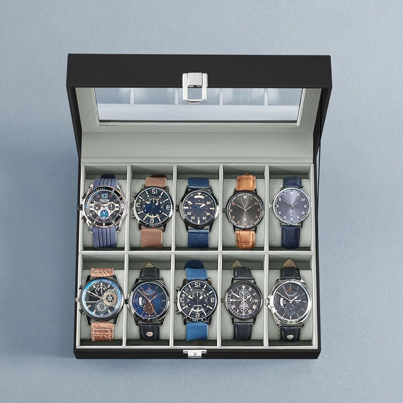 Watch Box + Locking, Black/Grey