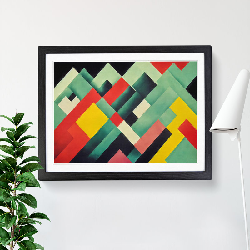 XH1022-6346X Mysterious Mountains Abstract Art - Single Picture Frame Print, 46cm H x 64cm W, Black