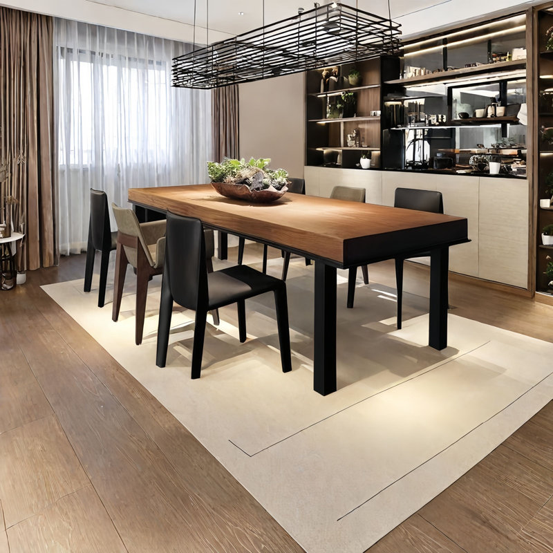 Industrial Style Heavy Solid Wood Dining Table, 29.50"H x 63"L x 31.50"W