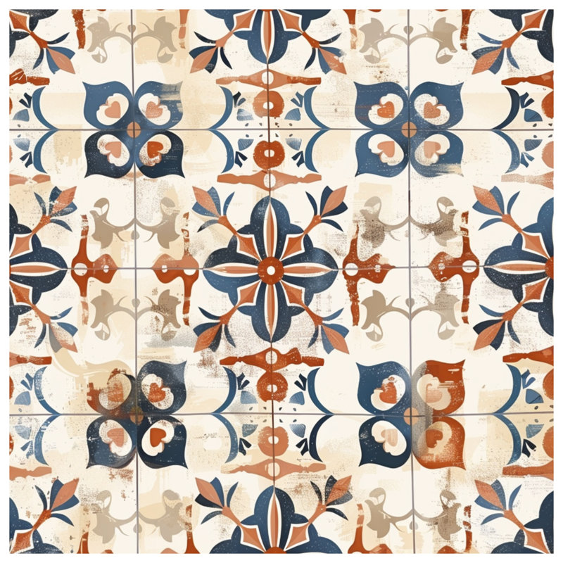 Ornate Floral Tile Comforter, King