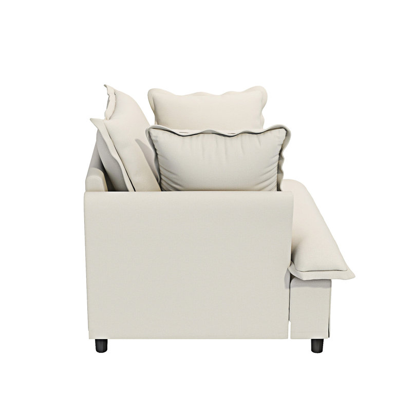 Canapé rembourré à une place avec coussins, Beige