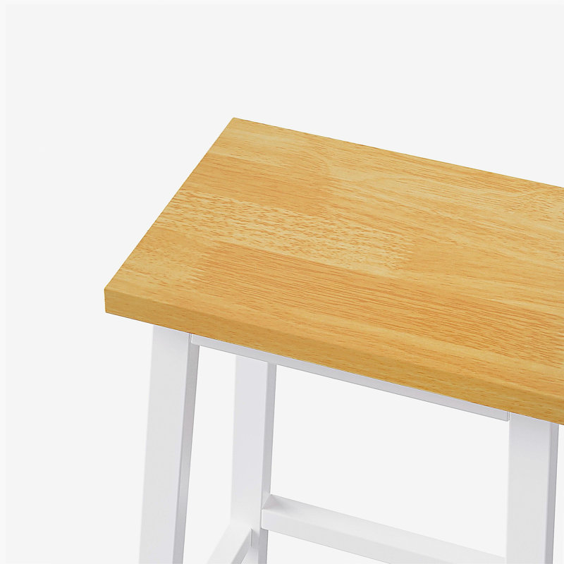 Tabourets de bar en bois massif K&K (pas cher en fer), ensemble de 2 chaises de bar de 25,6 po de hauteur, tabourets de comptoir de cuisine avec repose-pieds, tabourets de ferme pour la salle à manger, cuisine, comptoir, blanc