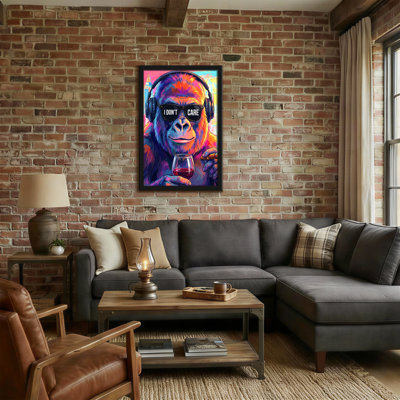 Animals Colorful Gorilla With Headphones And Sunglasses