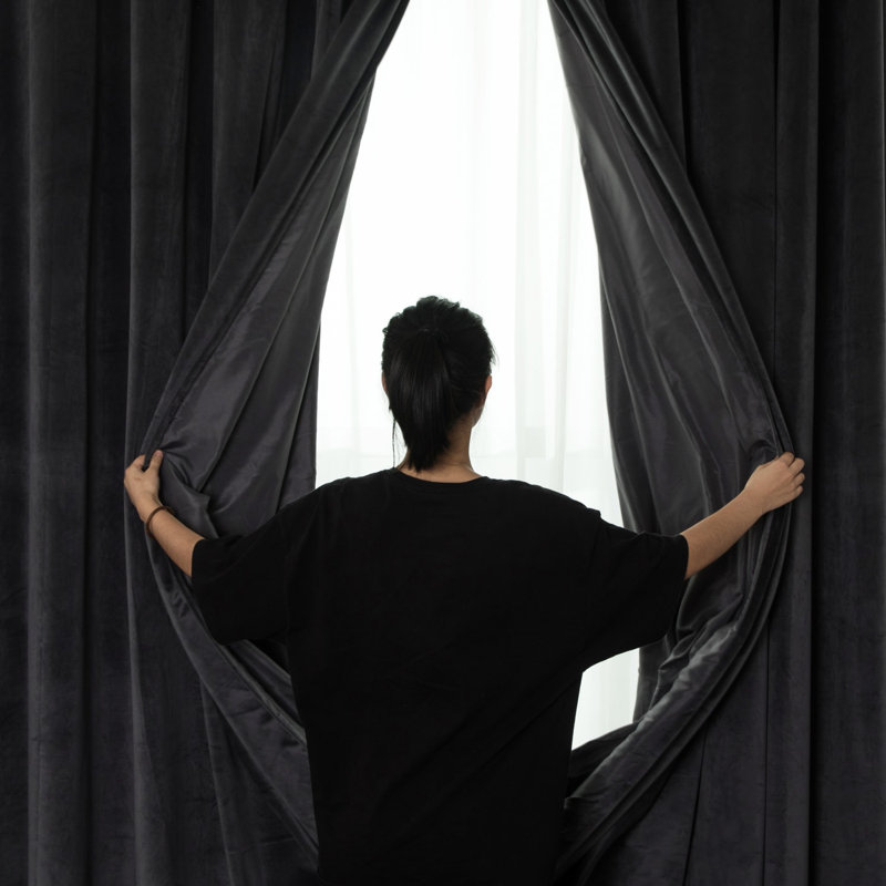 Imperial Rooms Crushed Velvet Eyelet Sheer Curtains, 168cm Width x 228cm Drop, Charcoal