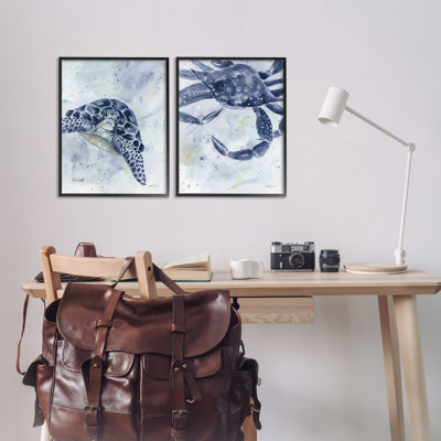 «Sea Creatures Turtle & Crab», ensemble de 2 giclées encadrées par Yvette St. Amant