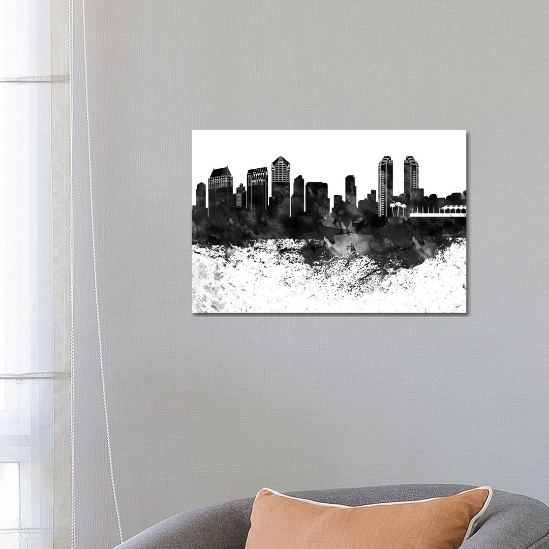 San Diego Skyline, Drops by WallDecorAddict - Wrapped Canvas Painting