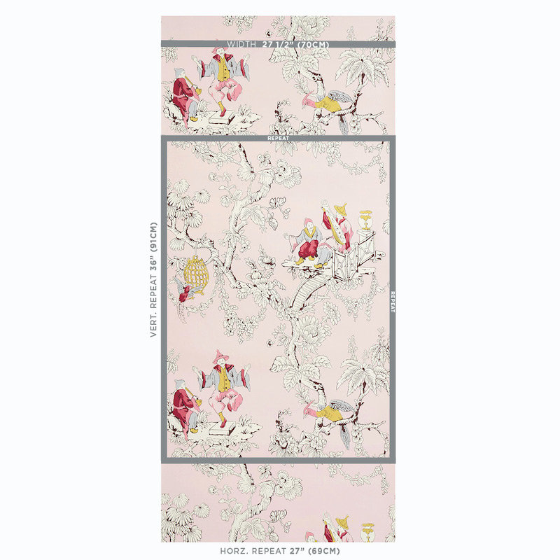 Chinoiserie Moderne Wallpaper, Pink
