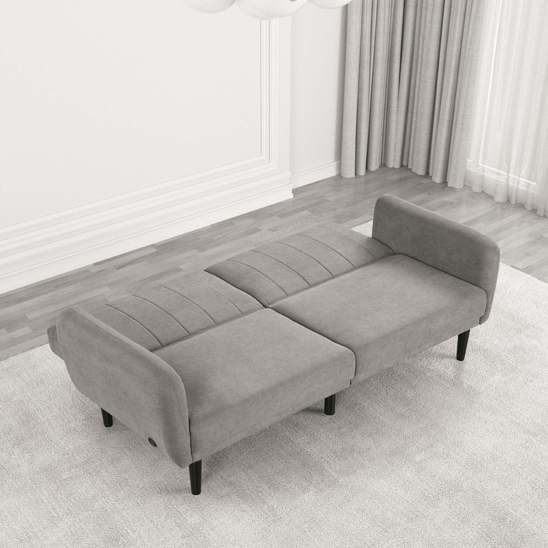 Canapé-lit contemporain convertible en lit Futon, Gris