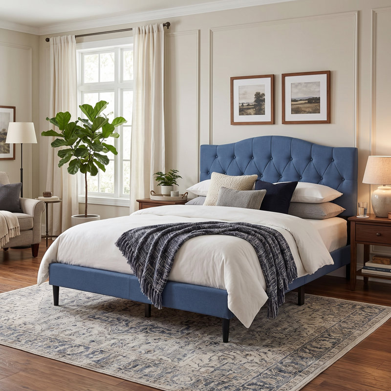 Lit tapissier Nahiem, Très grand, Denim Blue