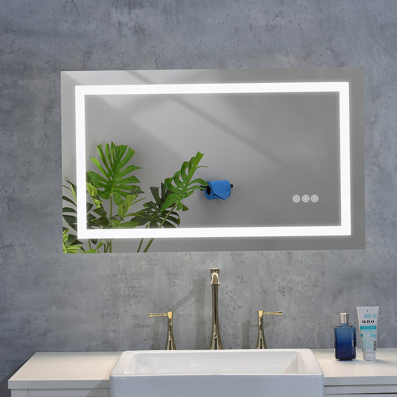 Miroir de salle de bain à DEL 40 po avec grand miroir mural à intensité variable, 40 po x 32 po