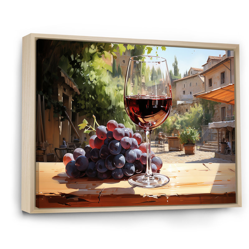 «Balayage de bourgogne», art mural vin, Cadre flottant brun, H 34 po x l 44 po x P 1,5 po