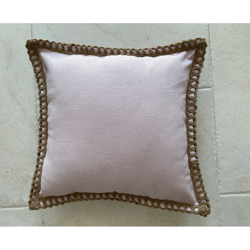 Coussin en jute avec insert ivoire, Rose pâle