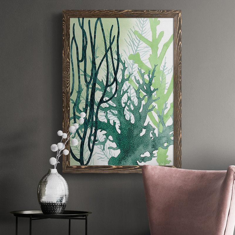 Wilsonia textured coral II, reproduction d'art sur toile encadrée, Noyer, H 43,5 po x l 31,5 po x P 1 po
