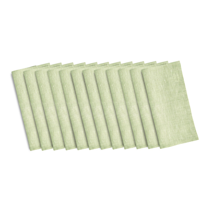 100% Pure Linen Cocktail Napkins - Athena, Chambray Green