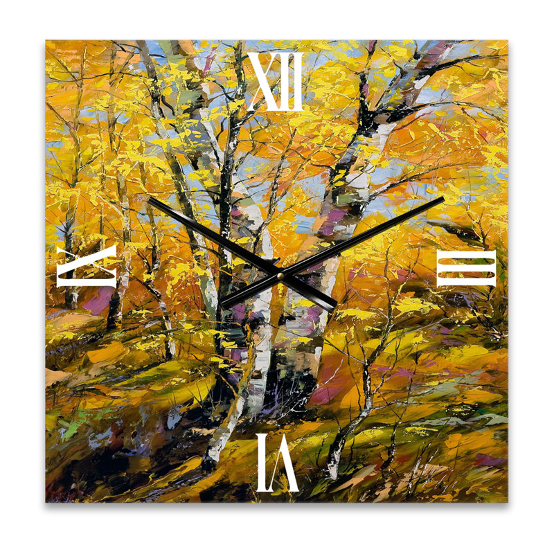 Birches in Autumn Wood - Horloge murale, Très grand
