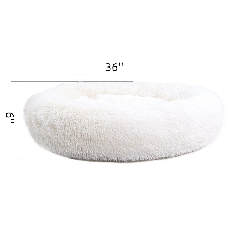 Tapis pour chien doux et rond, Blanc, H 6 po x l 36 po x P 36 po