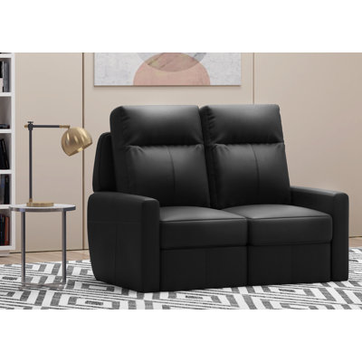 Causeuse inclinable à accoudoirs carrés en cuir véritable 54 po Rambort