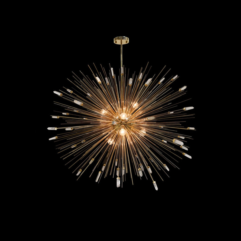 Lustre sphérique spoutnik à 9 lumières Gramercy, Nickel poli, H 40 po x l 48 po x P 48 po