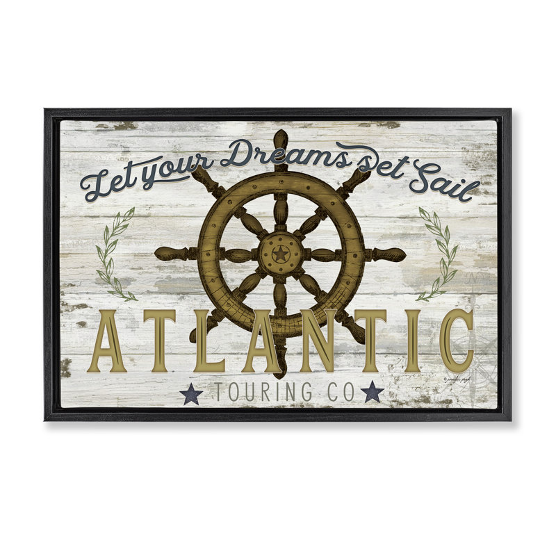 Let Your Dreams Set Sail Floater Canvas Wall Art, design by Jennifer Pugh, Jet Black Floater Frame, 17" H x 25" W