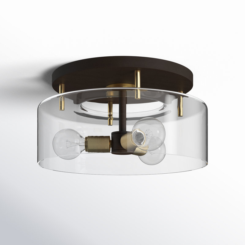 3 - Light Semi Flush Mount, Bronze/Brass
