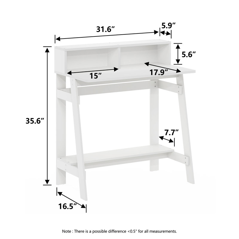 Bureau d'écriture pour bureau à la maison ou petit espace avec huche Simpliste, Blanc