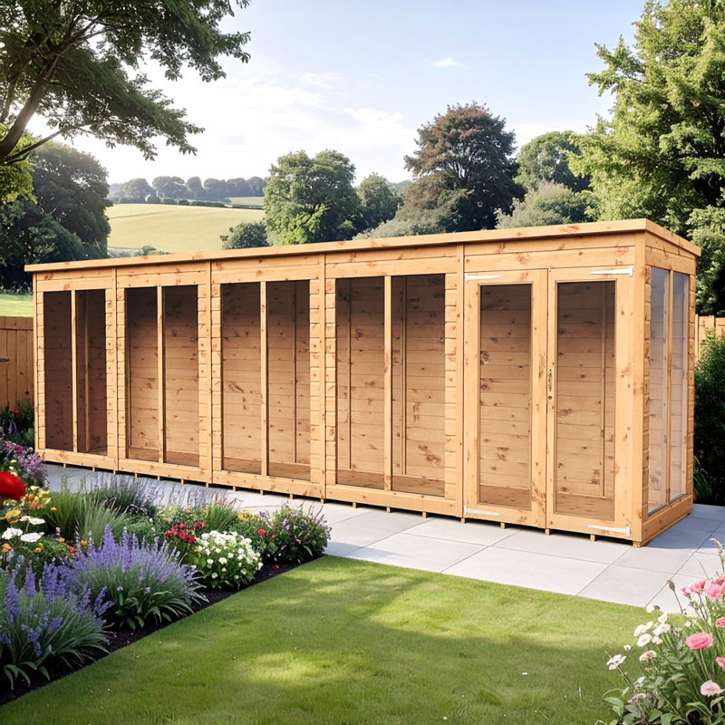 Empire Pent Summerhouse Shiplap Tongue & Groove 20X4 Double Door With Windows