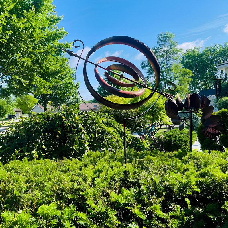 Rusty garden armillary sphere wind spinner
