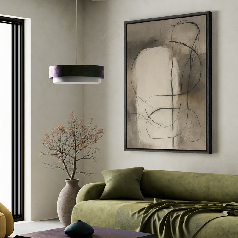 Framed Canvas Wall Art - Vintage Abstract Wall Prints for Bedroom - 24"x36", Black, 36" H x 24" W
