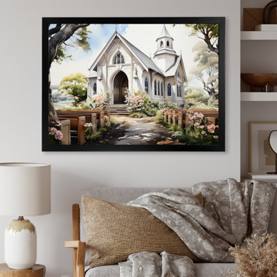 Aquarelle rustique de la chapelle blanche
