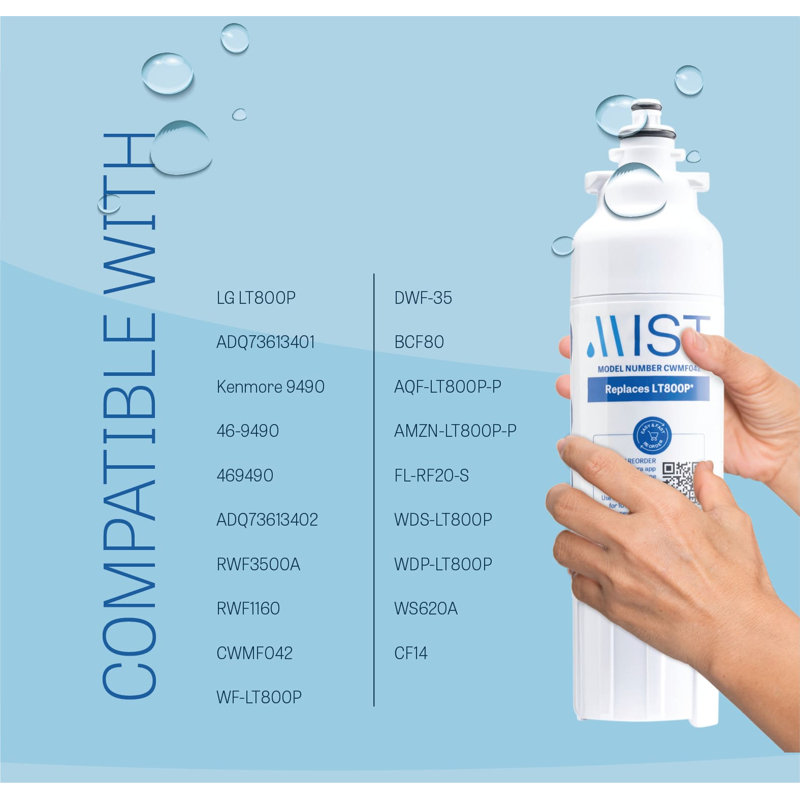 Mist LT800P Replacement Refrigerator Water Filter Compatible with: LG ADQ73613401, Kenmore 9490
