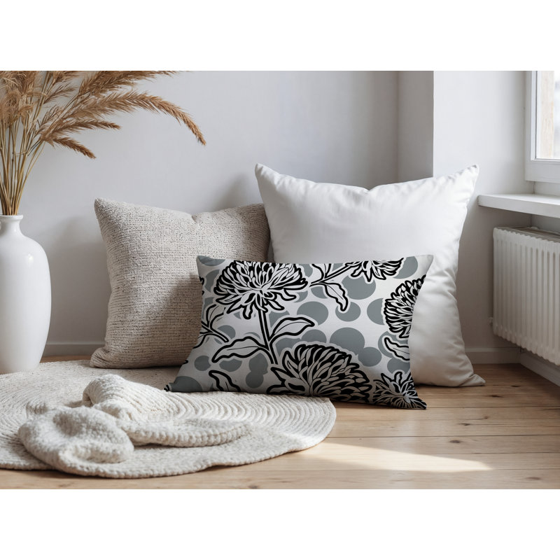 Oreiller rectangulaire réversible intérieur / extérieur Jae, Gris, Rectangle H 18 po x l 25 po