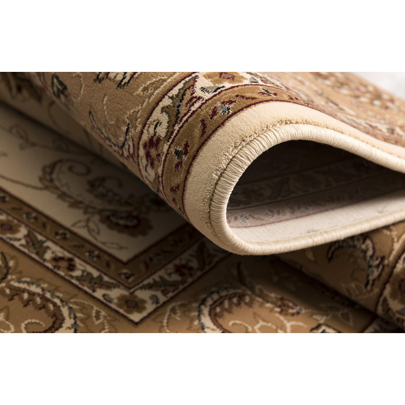 Rug Branch Yasmin 2' x 11' (2'3" x 11') Beige/Cream Persian Medallion Indoor Runner Rug, Traditional, Low Pile, Stain-Resistant Hallway Carpet - Entryway, Mudroom, Bedroom, and Kitchen