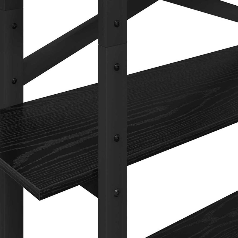100 cm W Steel Etagere Bookcase, (4 Shelves) 140cm. H x 100cm. W x 33.5cm. D, Black Oak