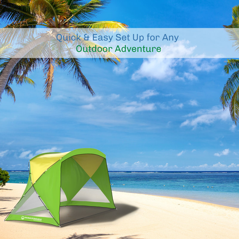 Wakeman  70" (H) x 108" (W) x 72" (D) - Beach Tent Sun Shelter with Carry Bag, Outdoor Tent Shade, Green, Green