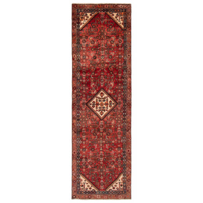 Hrima One-of-a-Kind 3'1" X 9'9" 1990s Runner Wool Area Rug Red